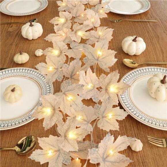 6 Pack & 120 LED Lights, Fall Garland Fall Decorations for Home, Total 39Ft - Picture 4 of 7